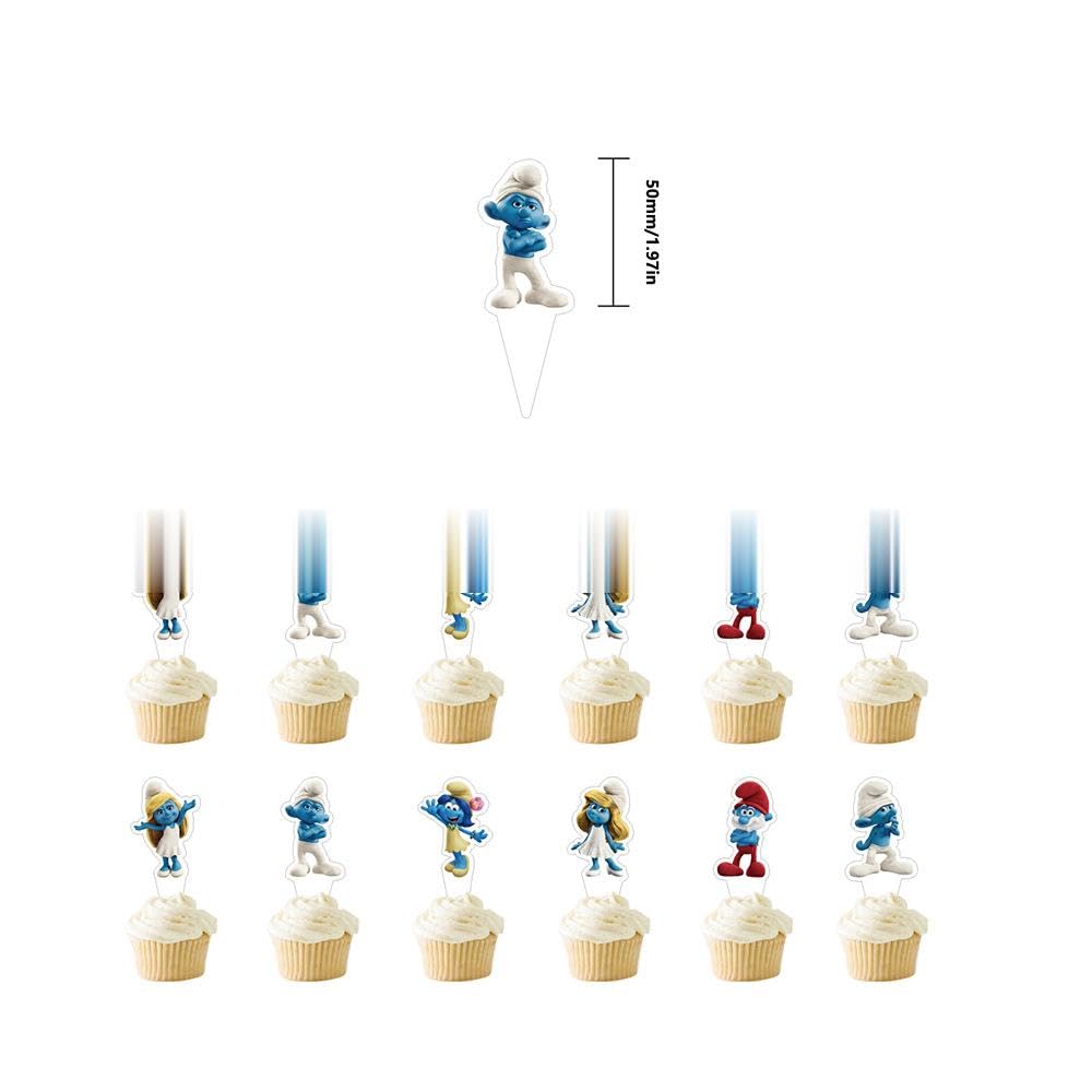 Smurfs Birthday Decorations Party Set The Smurfs Cartoon Characters Kids Cute Funny Boys Girls Happy Birthday Garland Banner Balloons Cake Topper