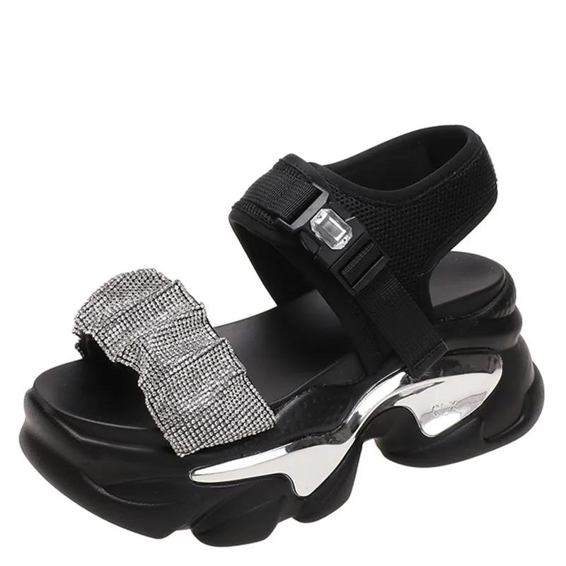 Fashion Summer Women Platform Sandals Wedges Thick Bottom Casual Leather Shoes New Woman 9CM High Heels Comfortable Sandals Sneakers