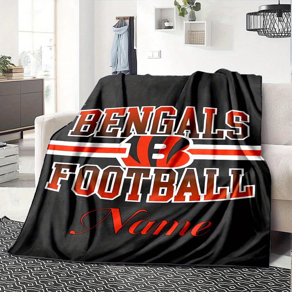 Bengals Football Team Logo Customized Your Name Blanket Lightweight And Comfortable Warm Blanket Suitable For Bed Home Chair Office Sofa Camping