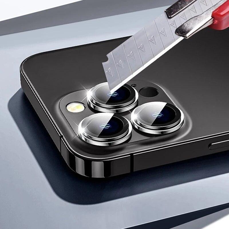 Роскошная защитная пленка для объектива камеры для IPhone 15 Pro Max, металлическое кольцо, защитное стекло для IPhone 11, 12, 13, 14 Pro Max, мини-стекло для объектива камеры