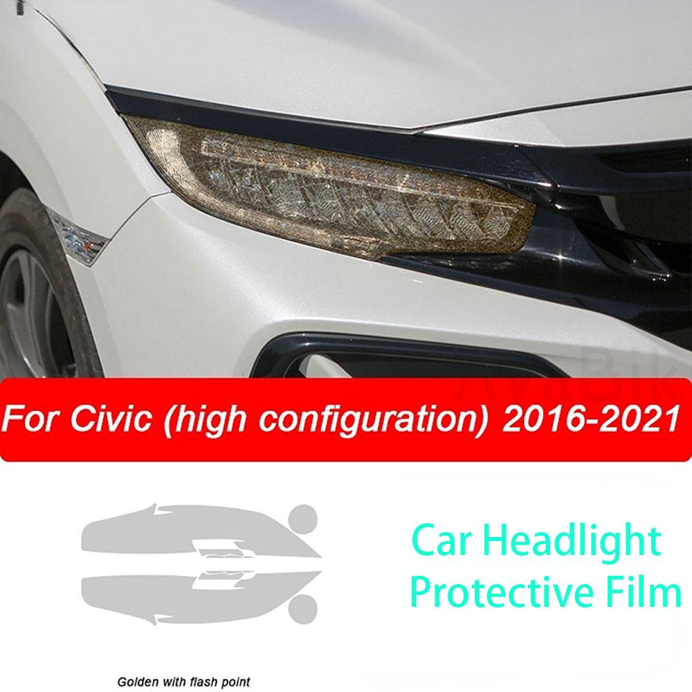 PPFCar Headlight Protective Film Front Light Transparent Smoked Black TPU Sticker for Honda Civic 10th Gen 2016- Accessories