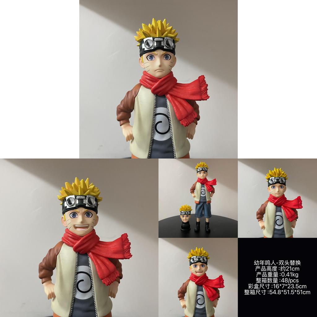 Uzumaki Naruto Pvc Figure With Swap Double Head For Collectors And Anime Fans
