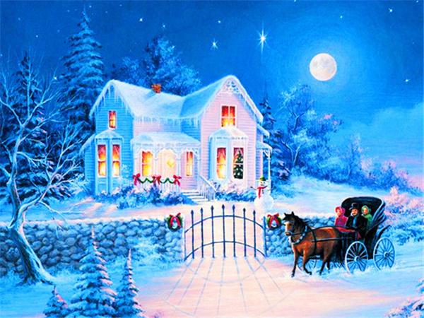 5D Diy Diamond Painting Winter Snow Full Square Round Embroidery Mosaic House Landscape Home Decor