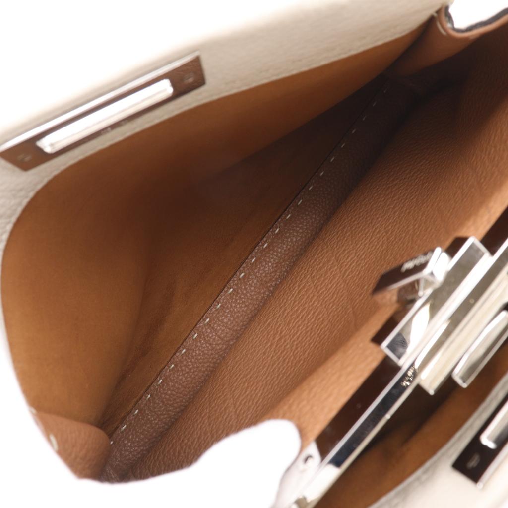 FENDI Peekaboo Selleria Medium Handbag 8BN290 2WAYShoulder By color Light gray leather Women Used