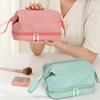 Дизайнерская сумка для мытья с большим отверстием, двухслойная косметичка с отделением для влажной и сухой транспортировки, портативный органайзер для макияжа для мужчин и женщин, сумка для хранения