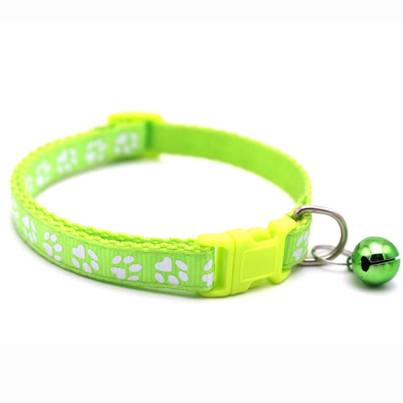 Pet Patch Cat & Dog Collar W/ Paw Print Bell & Safety Buckle