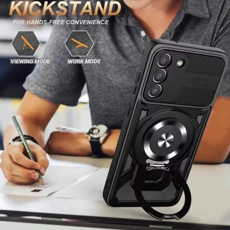 Deluxe Magsafe Магнитная Беспроводная Зарядка для Samsung Galaxy S24 Ultra S23 Plus FE Чехол с Держателем-Кольцом для Пальца