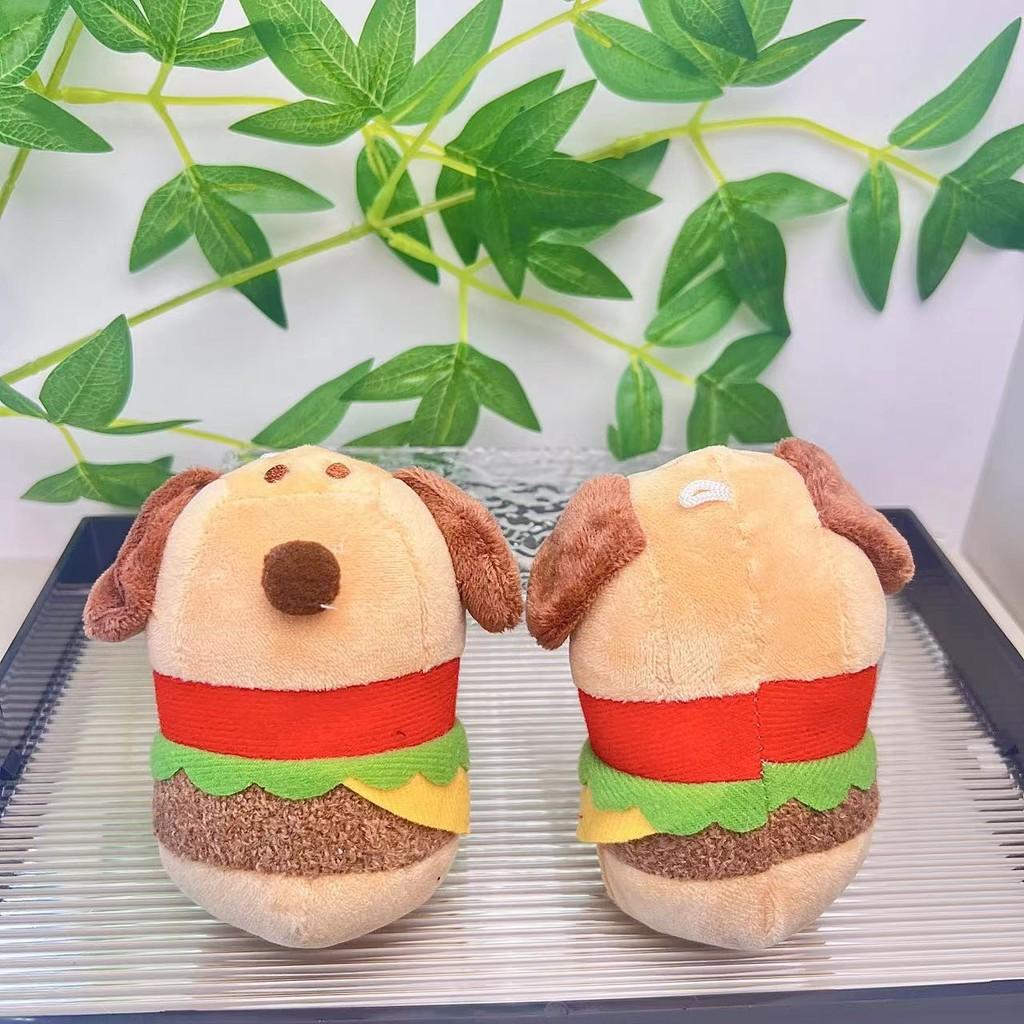 Adorable Creative Plush Hamburger Dog Keychain Cute Stuffed Toy Keyring For Students