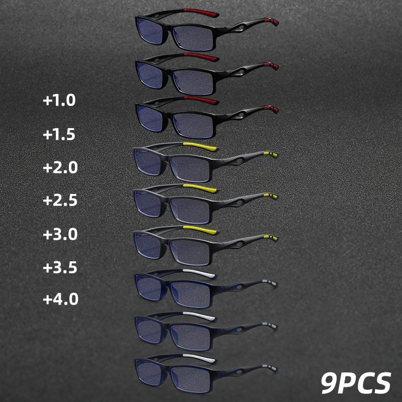 9-piece Reading Glasses - Progressive Lenses with Magnification from -1.0 To -4.0