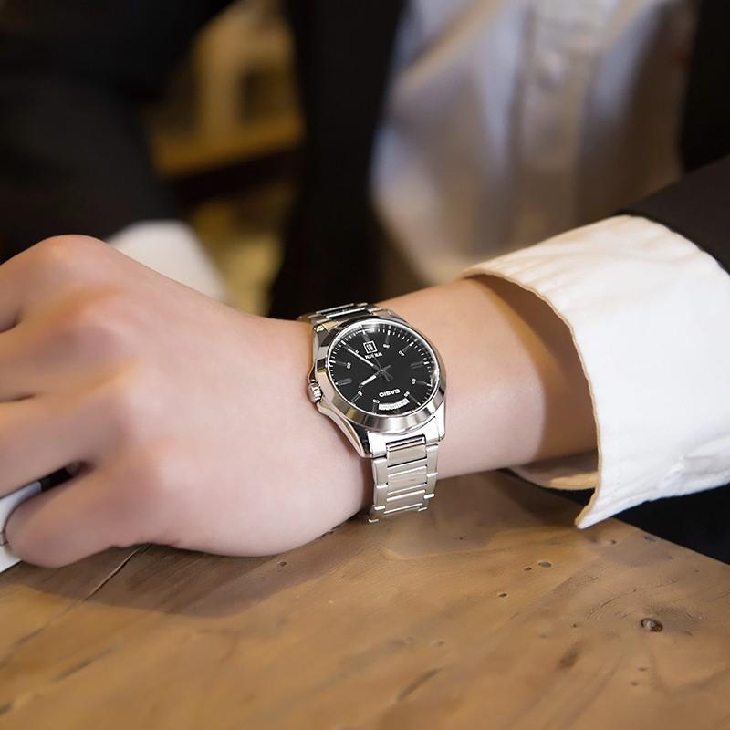 Casio Стандартная серия Водонепроницаемые Нержавеющая сталь Бизнес Кварцевый механизм Часы Мужские часы Черные MTP-1381D-1A