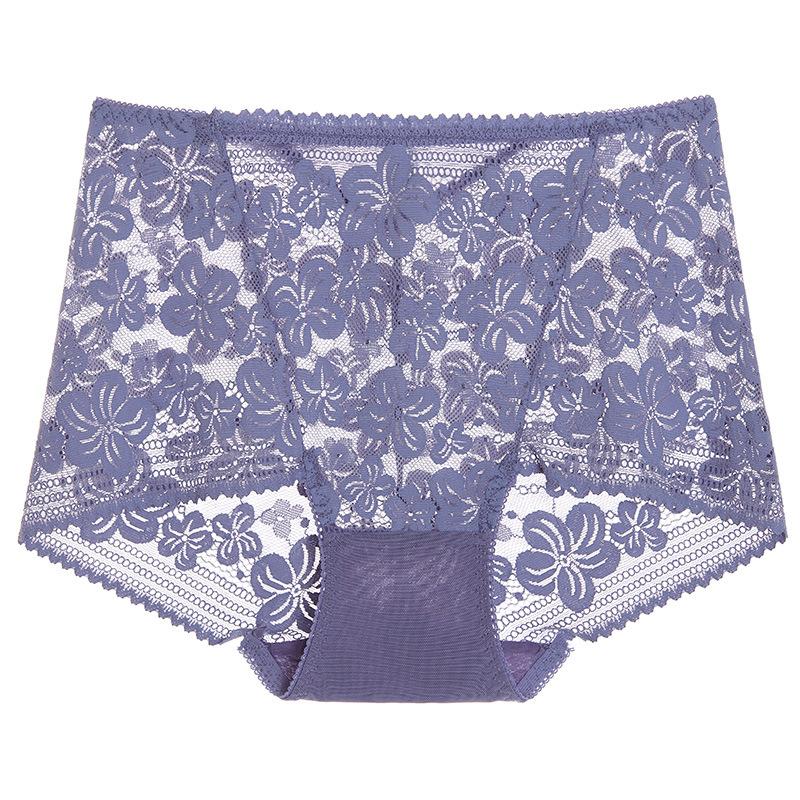 Seamless Lace High Waist Panties for Women Lingerie Sexy Flowers Embroidery Mesh Breathable Briefs Plus Size Underwear EMA
