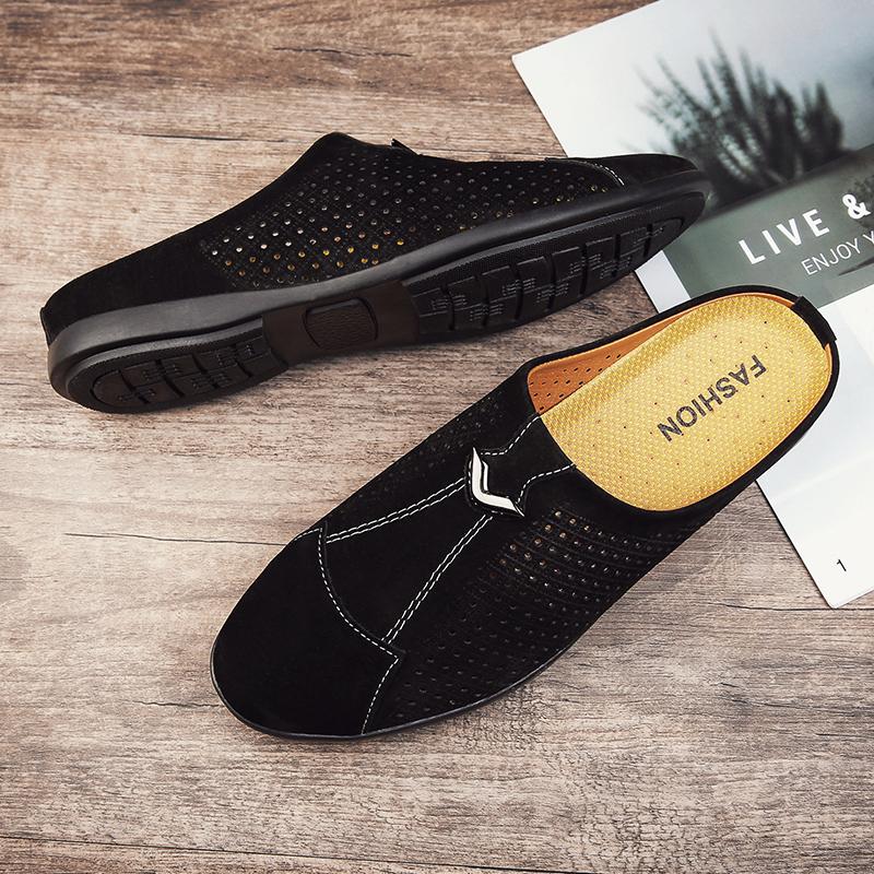 Мужские кожаные тапочки, уличные лоферы