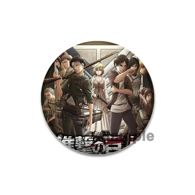 32/44/58 мм аниме Атака титанов Броши для ювелирных изделий Аксессуары Косплей Значок Мультфильм Подарочные рюкзаки Сумки Кнопки Значки Фанаты Коллекция