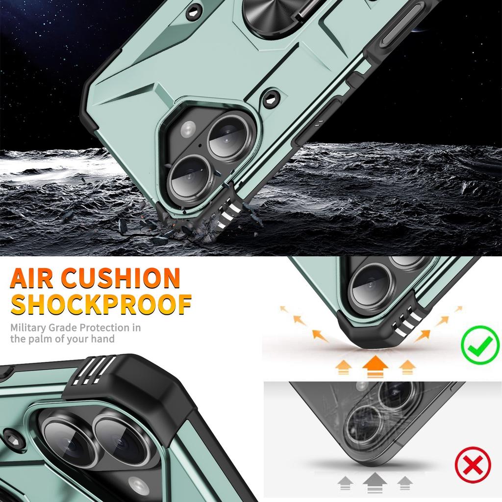 Для iPhone 17 Чехол ПК+ТПУ Противоударный Чехол для Телефона с Кольцом-Подставкой