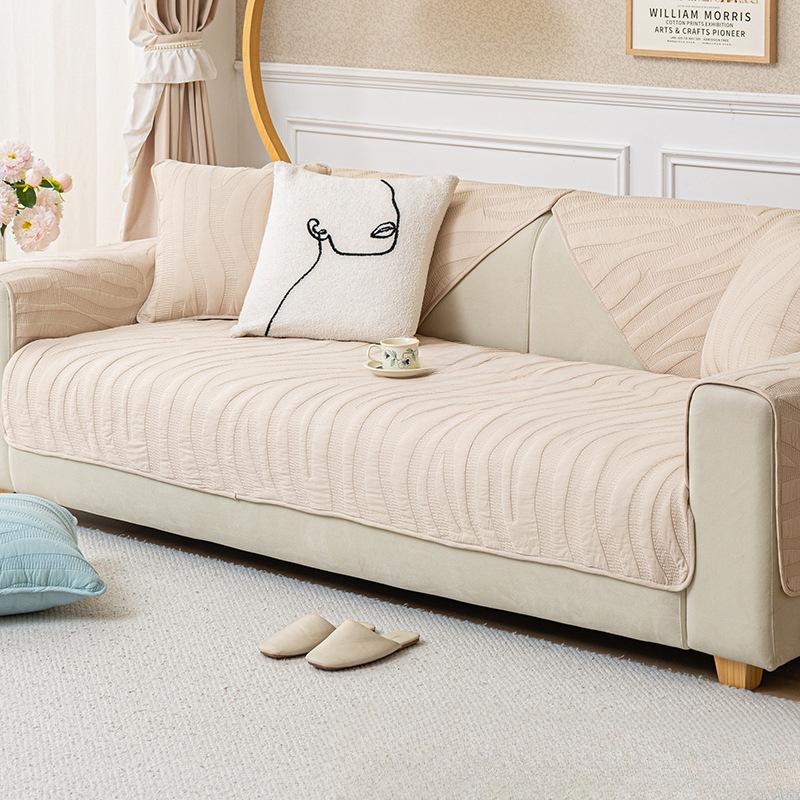 Cream Style Fresh Sofa Cushion Cotton Non-Slip Leather Dirt-Proof Cover Cover Four Seasons Universal Pure Cotton Simple Cushion
