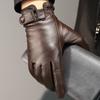 Men Winter Warm Warm Sheepskin Velvet Thickening Riding Leather Gloves