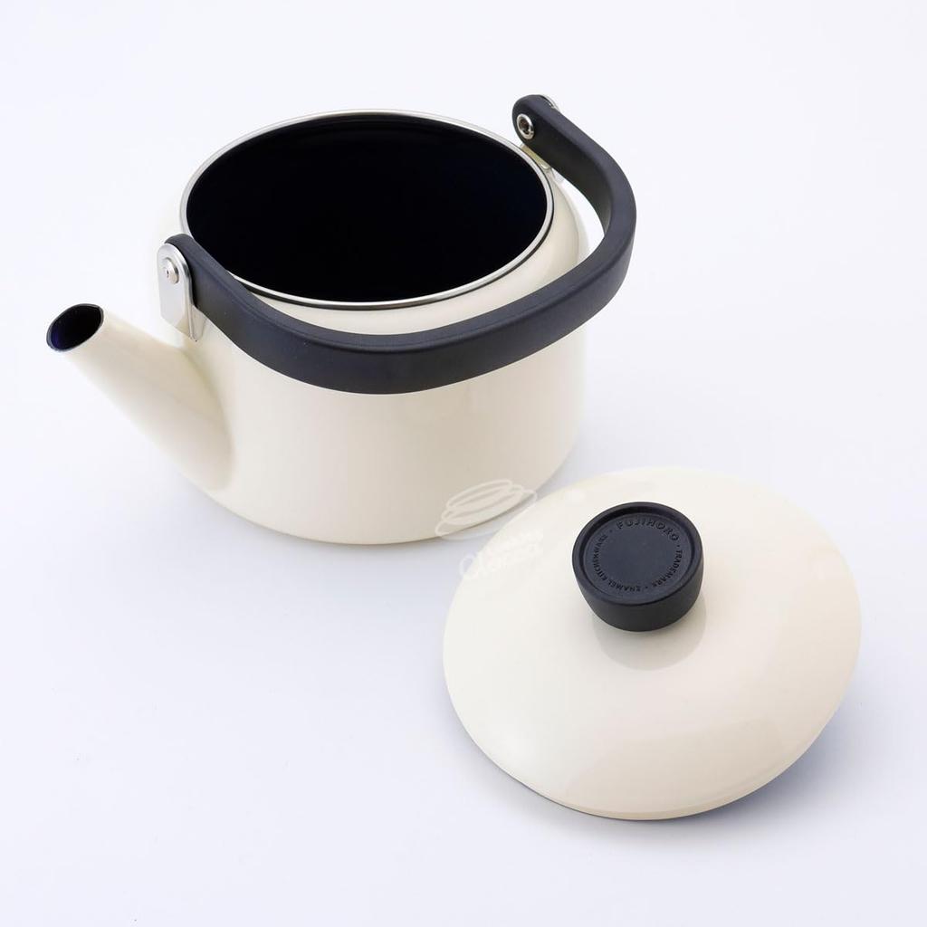 Fuji Enamel Wide-Mouth Kettle, 2.0L, Smoke Blue, Gas and Induction Compatible