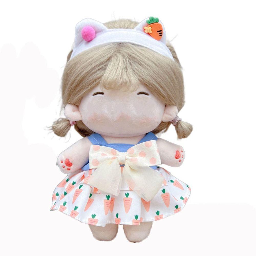 20CM Miniature Dress Suit Lolita Bowknot Headband Princess Dress Set Cotton Stuffed Doll