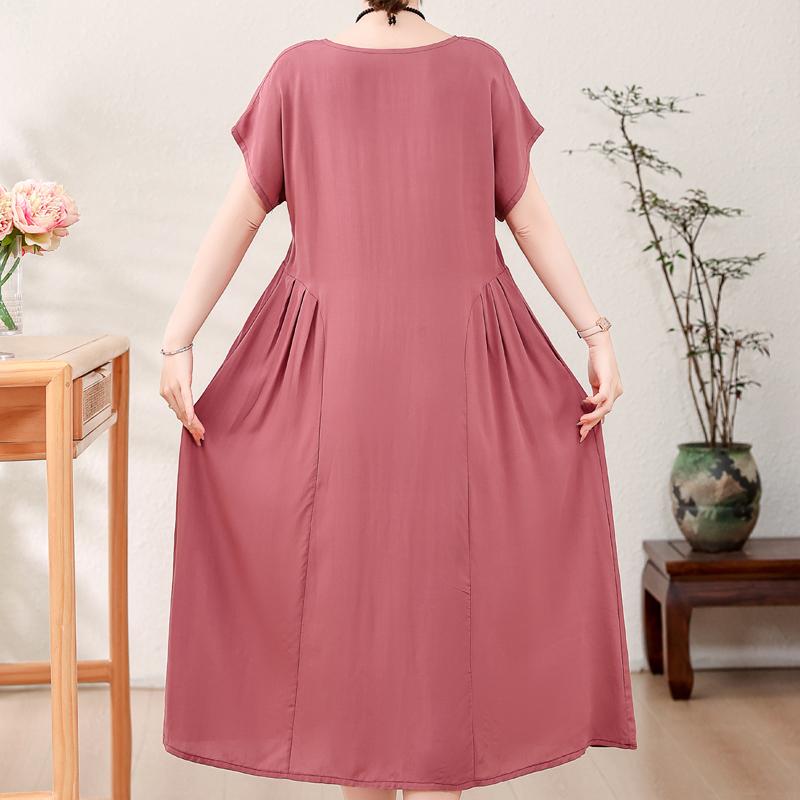 Элегантное женское летнее платье больших размеров, винтажная одежда, однотонные, с коротким рукавом, свободные длинные платья
