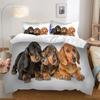 Pet Cats and Dogs Print Bedding Set Duvet Cover, Animals Quilt Cover and Pillowcase Comforter King Queen Size Boys Adult Bedding