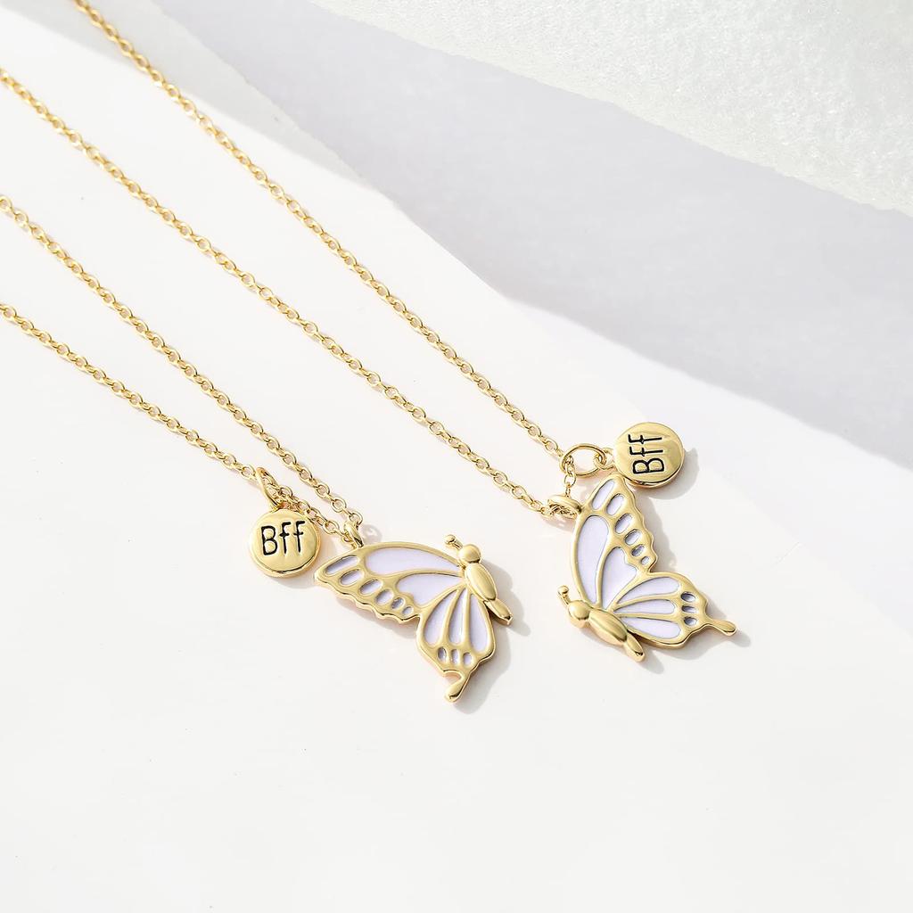 WEDDINEN Милое ожерелье в виде бабочки BFF для 2 человек, эмалированное ожерелье в виде бабочки для дружбы для девочек-подростков, женщин, лучшего друга на день рождения, без драгоценных камней, подарок,
