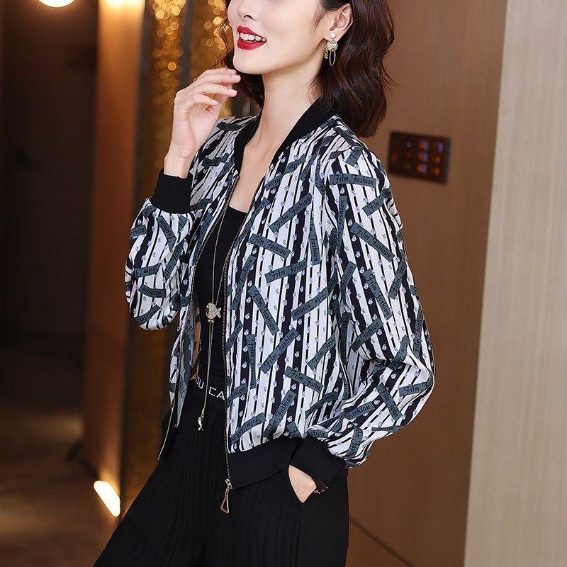 Шифоновая солнцезащитная одежда для женщин летом корейский универсальный цветочный кардиган, большой размер тонкая куртка с длинными рукавами для женщин