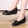 Women Wedges Pumps PU Leather Heels Slip On Shoes Black Office Lady Shoes Spring Summer Pumps Shallow Platform Zapatos