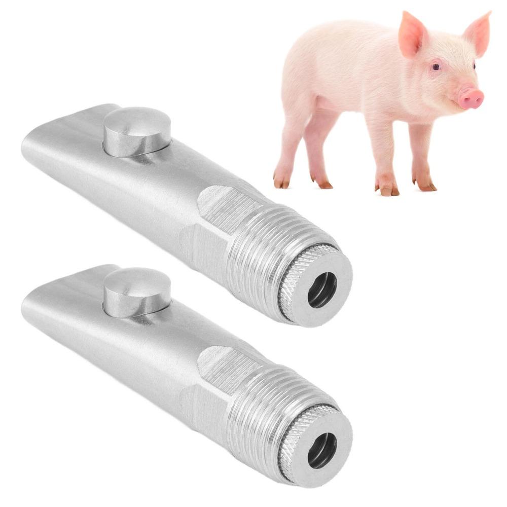 2 Pcs Silver Pig Water Nipple Thickened Stainless Steel Pig Drinker Pig Feeder Nipple For Sheep