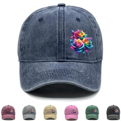 Яркая Бейсболка Snapback с Цветочным Принтом, Кепка Папы Повседневная Свободная Неэластичная Легкая Регулируемая Солнцезащитная Кепка