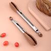 Wood Head Salad Bread Dessert Tong Non-slip Food Clamp Durable BBQ Grilling Tong  Cooking