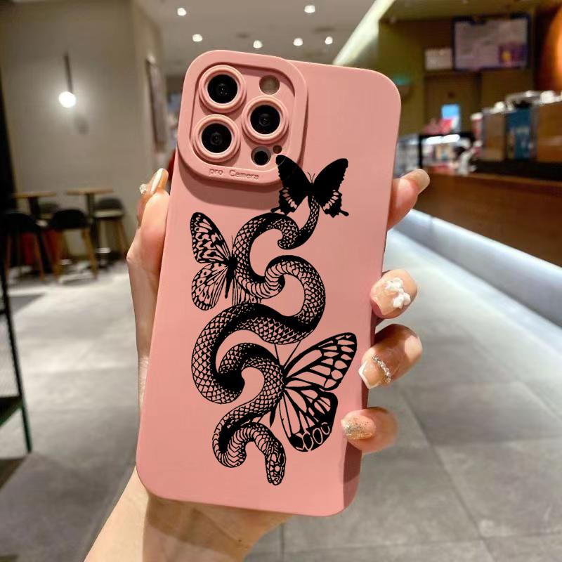 Милый забавный чехол-змея для телефона iPhone 17 16E 11 12 13 14 15 16 17 Air Pro Max XS XR X 8 7 Plus SE2 Plus Матовый мягкий чехол