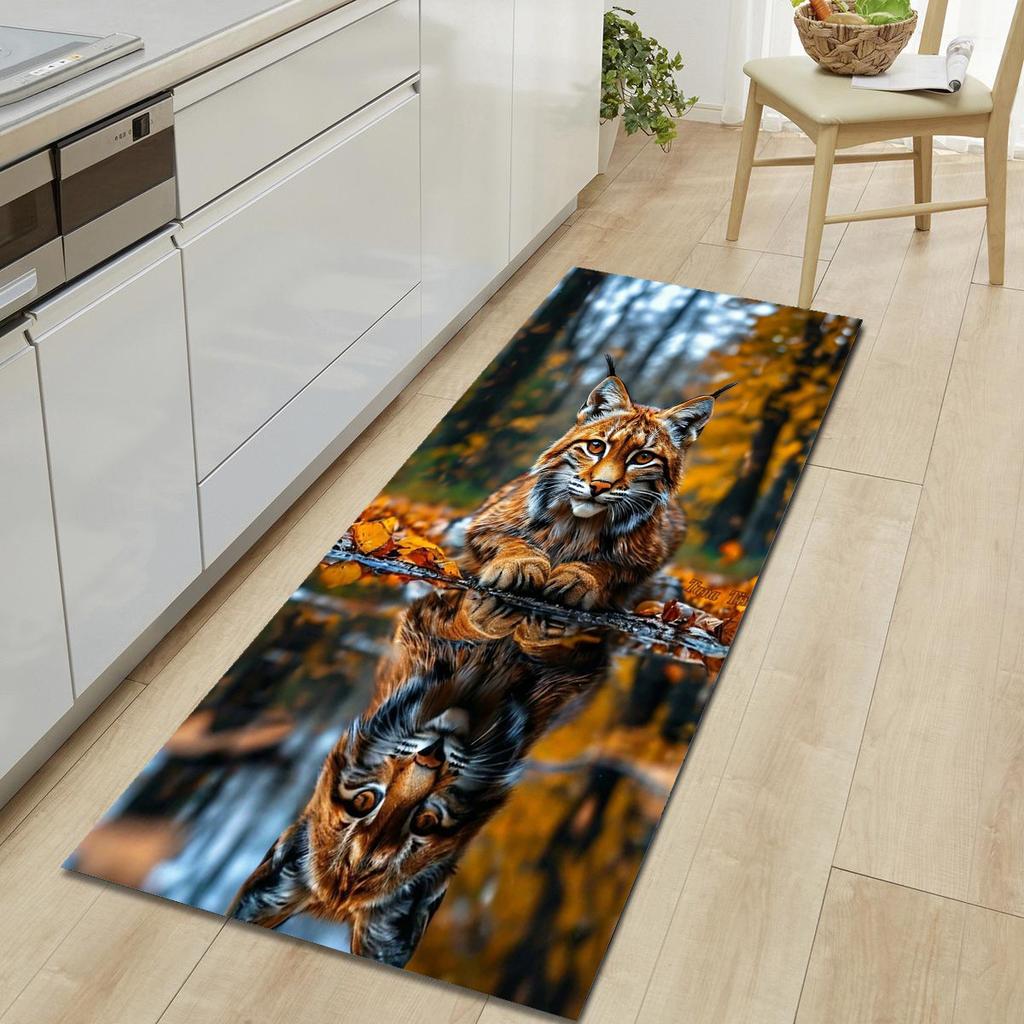 1Pcs Tiger Pattern Floor Mat Modern Kitchen Polyester Rug Non-Slip Colorful Indoor Carpet, For Home Bathroom Bedroom Living Room Decor