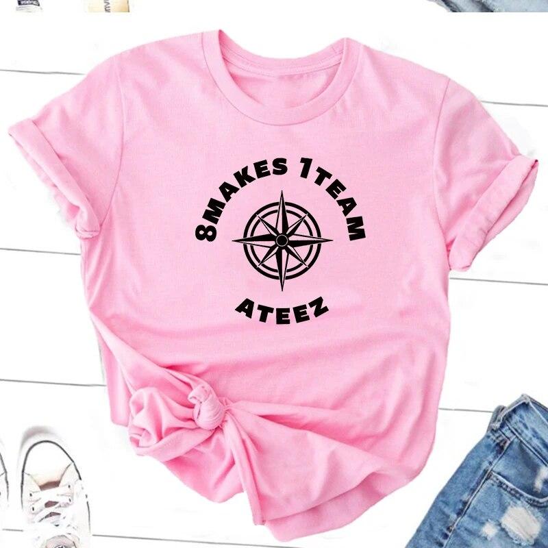 Футболки Ateez Fellowship Break The Wall Kpop с круглым вырезом и коротким рукавом, корейская модная уличная одежда, одежда для фанатов, топы K-pop, унисекс