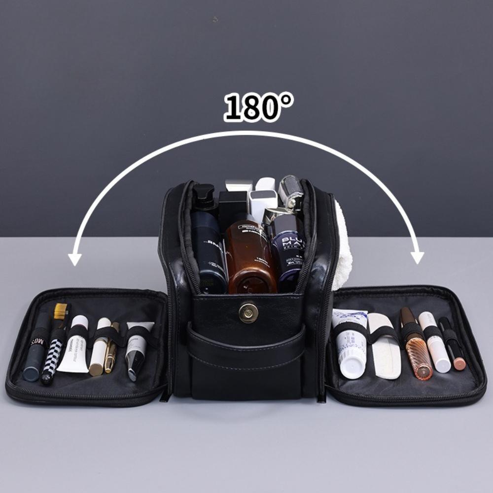 Multi Pockets PU Toiletry Bag For Women Men Travel Essentials Makeup Bags Waterproof Hanging Bag Cosmetic Washing Organizer Bag