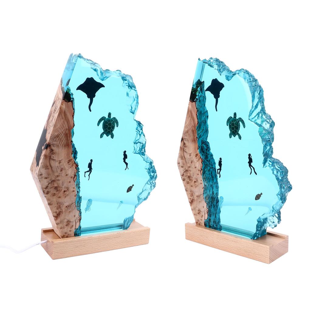 8inch Divers Lamp Solid Wood Resin Unique Detachable LED 5V Ocean Light Lamp for Decoration Gift