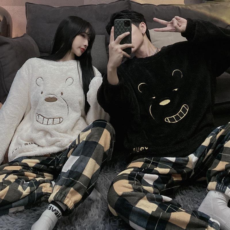Пижама для пар из кораллового флиса осень/зима 2021 года — уютная домашняя одежда из бархата для мужчин и женщин