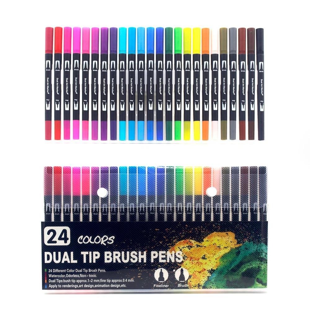 Dual Tip Brush Art Markers Pen 12/24/36/48/60/72/100/120/168 Colors Watercolor Pens for Drawing Painting Calligraphy Art Supplies