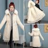 Women Hooded Parkas Detachable Liner Warm Long Cotton-padded Coat with Fur Collar Fall Winter
