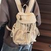 2025 New Pleated Pull Rope Nylon Backpack Women's Niche Trend Large Capacity Flip Student Backpack Backpack