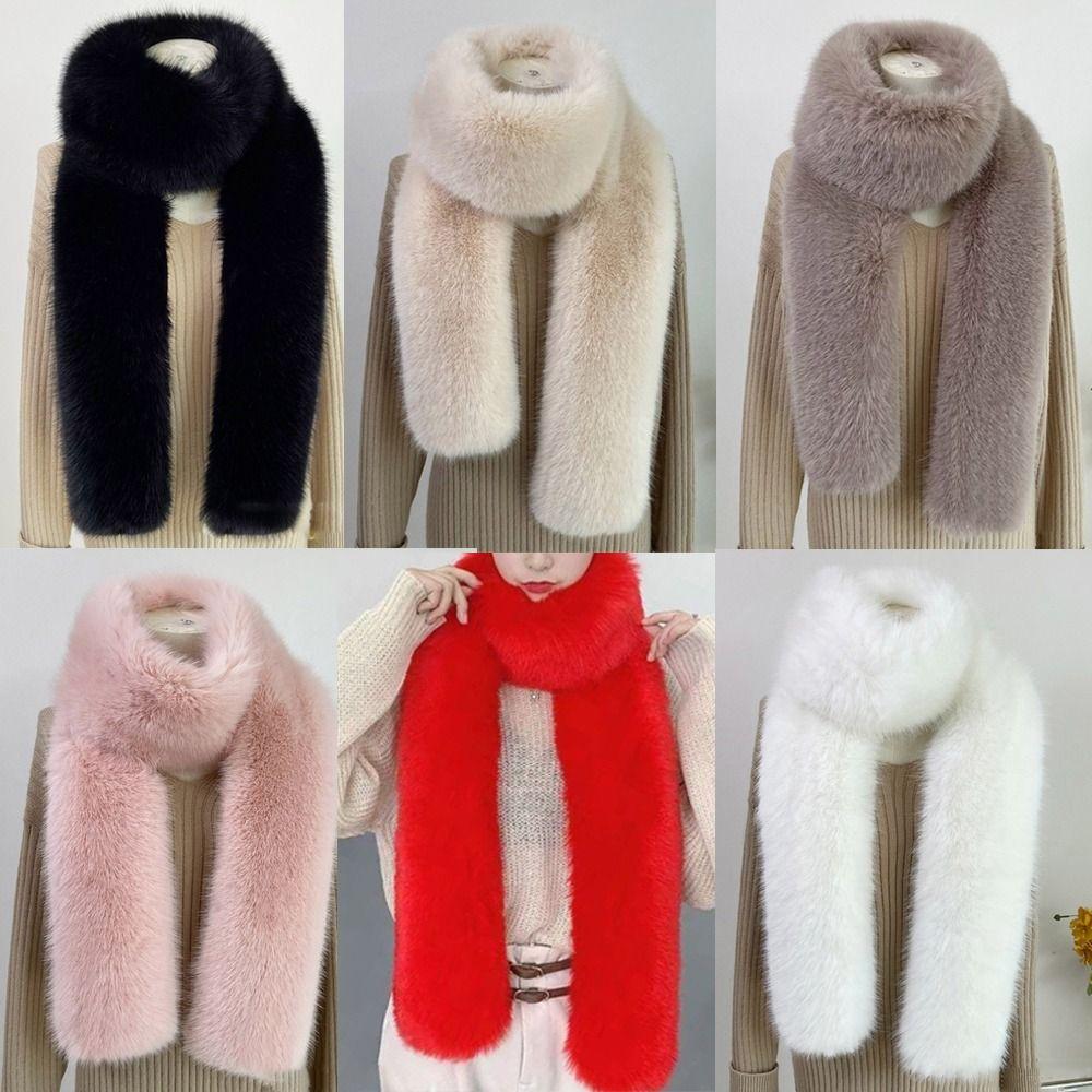Fashionable 180cm Fake Fur Long Scarf Soft Fur Decor Winter Fluffy Scarf Thick Ladies Neck Warmer Scarves Outdoor