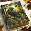 Leather Journal Gothic Notebook The Raven Grimoire Print - Vintage Handmade Book of Shadows Witchcrafts Journal Gifts for Men
