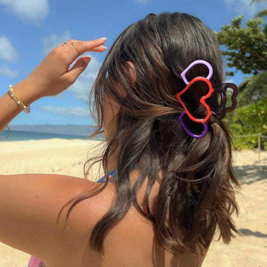 Заколка для волос в форме сердца, Нескользящие зубцы, Полый дизайн, Заколка для волос, Большой размер, Заколка для волос на затылок, Зажим для волос для душа, Аксессуар для укладки волос