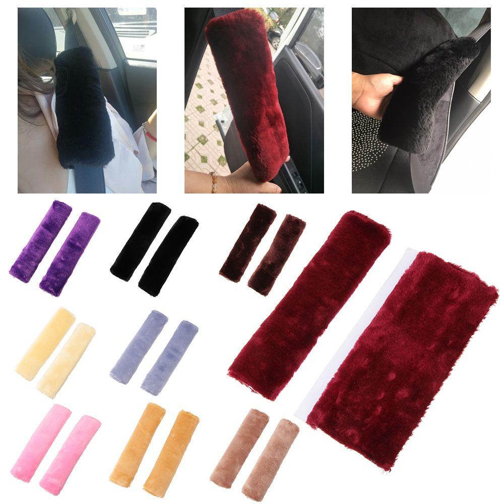 2 Pcs/Set Fashion Soft Auto  Harness Cover Plush Car Seatbelt Shoulder Pad  Seat Belt