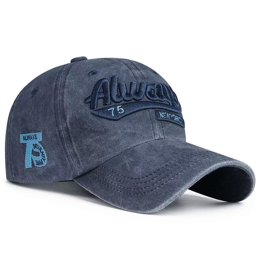Sunscreen Hat Women'S Sunshade Cap Washed Letter Embroidered Baseball Cap Versatile Trendy Brand Men'S Personality Big Brim Hat