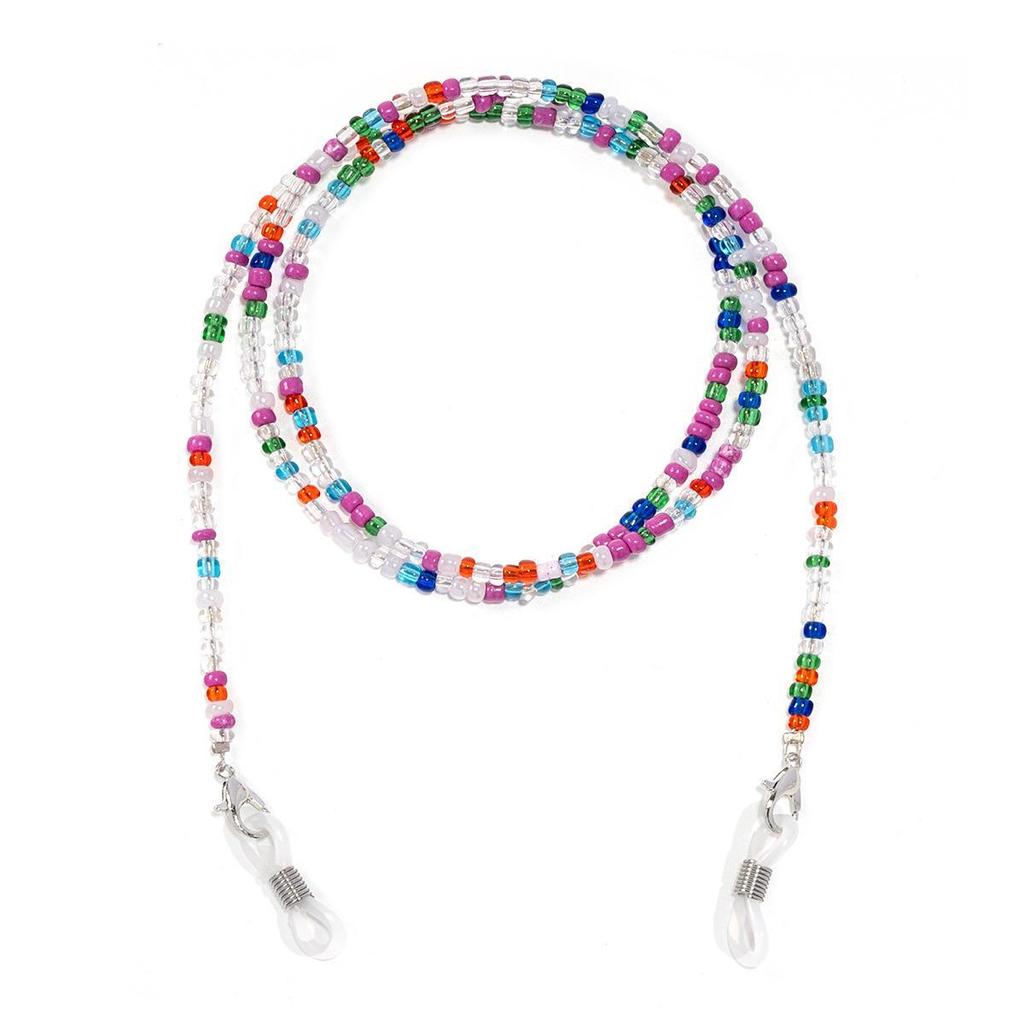 Цепочка для очков и маски двойного назначения из разноцветных рисовых бусин