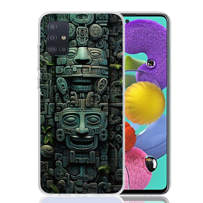 Mayan Stone Totem Pole Phone Case For Samsung Galaxy A52 A32 A22 A12 A02S A50S A30S A51 A31 AA71 Note 20 Ultra 10 S10 Plus Galax