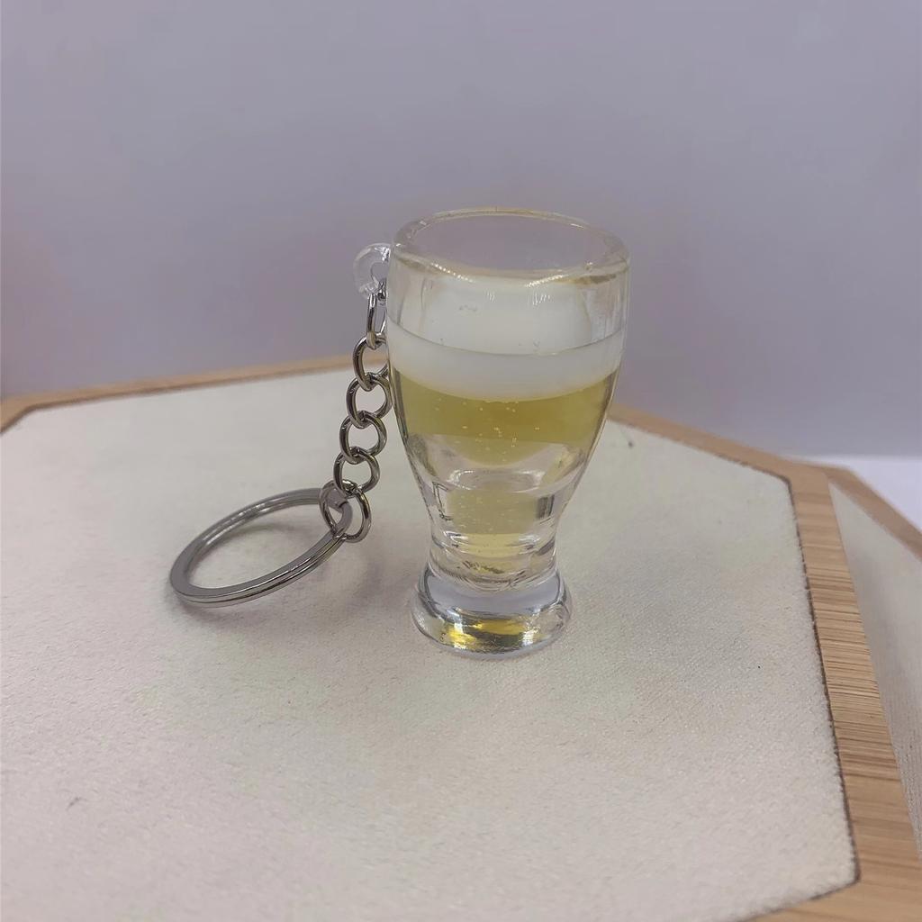 Брелок для ключей с имитацией пивной кружки для мужчин и женщин, брелок для пары, сумка, подвеска