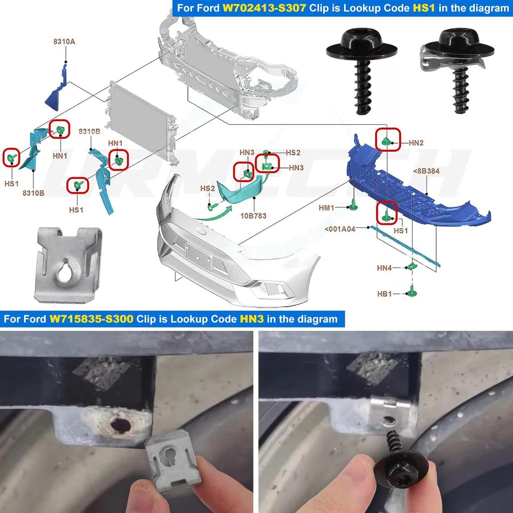 130-Piece Ford Focus Lincoln Splash Shield & Fender Fasteners Set