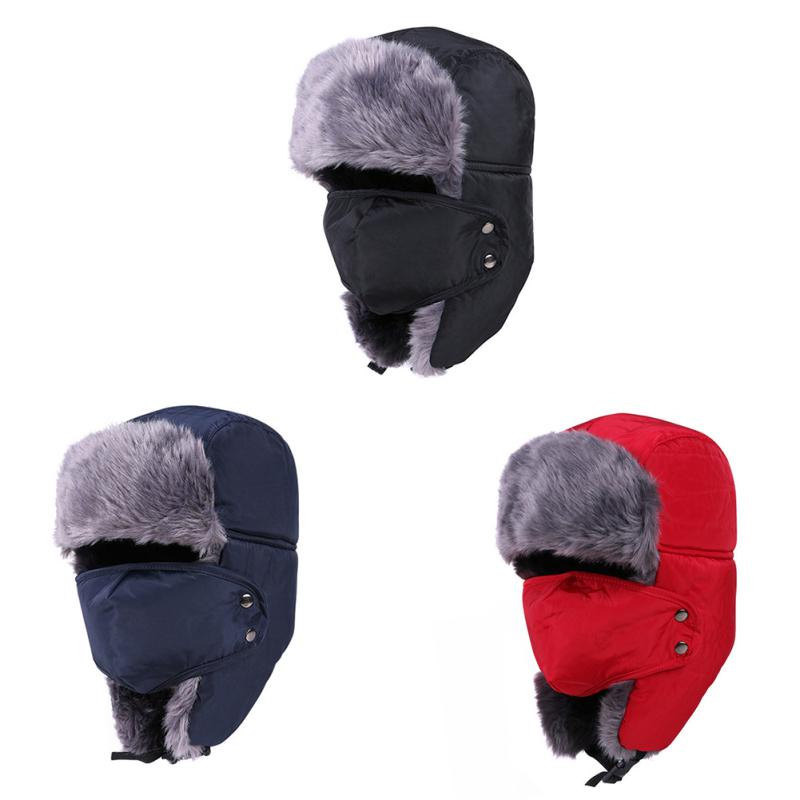 Winter Fur Hat Windproof Warm Thermal Comfortable Hat Ear Flap Mask Cap