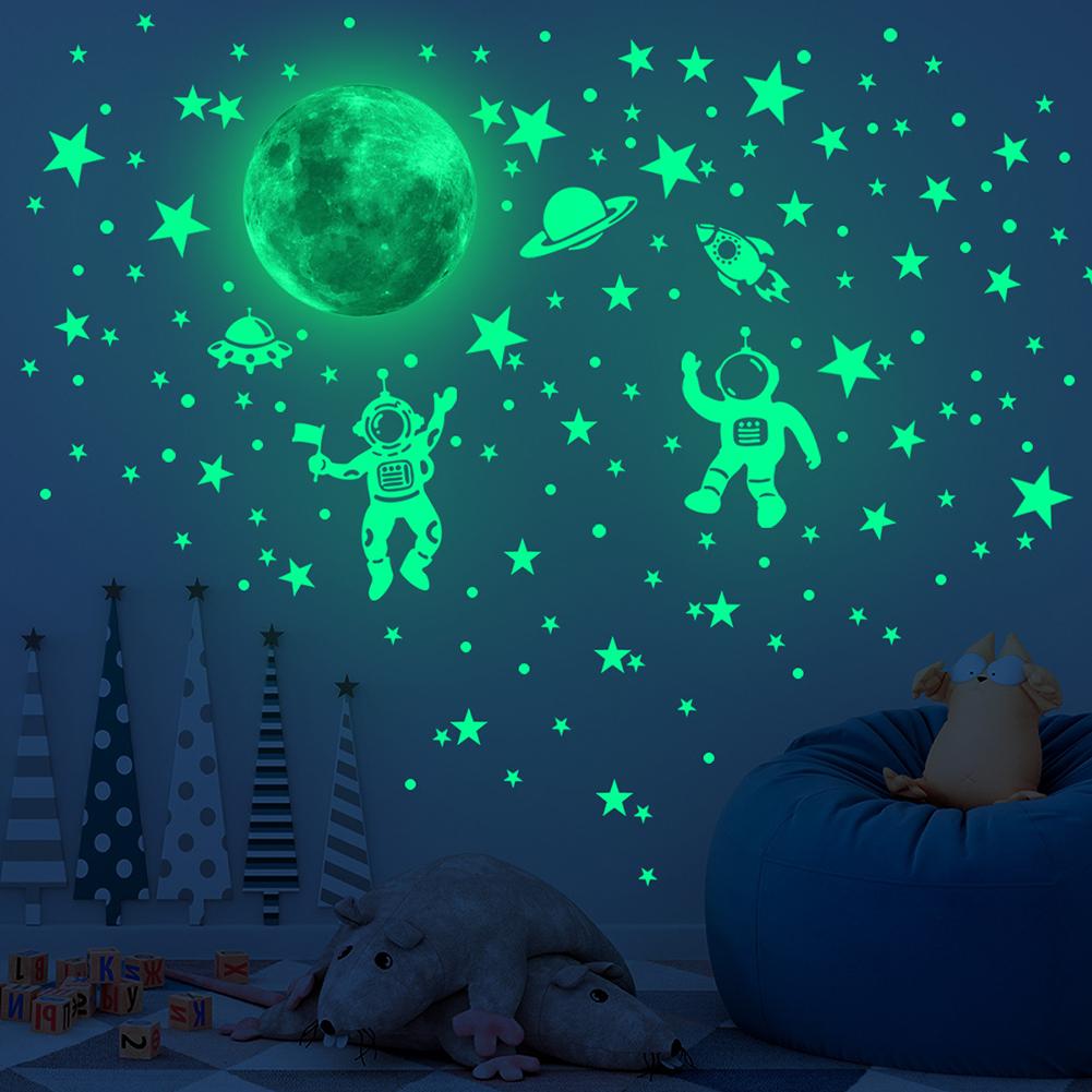 Astronaut Universe Space Wall Decals Glow In The Dark Stars Moon Stickers